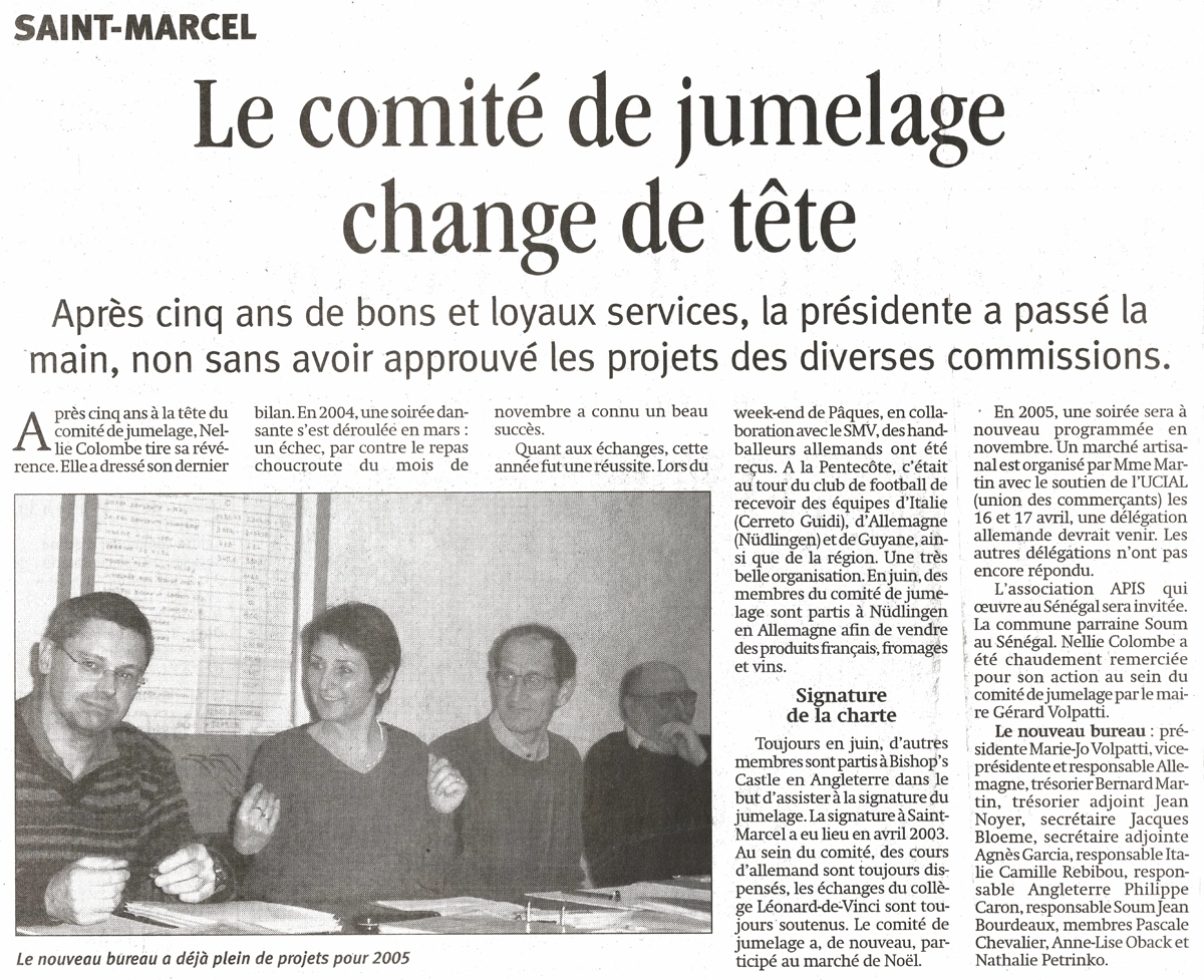 Le comité de jumelage change de tête