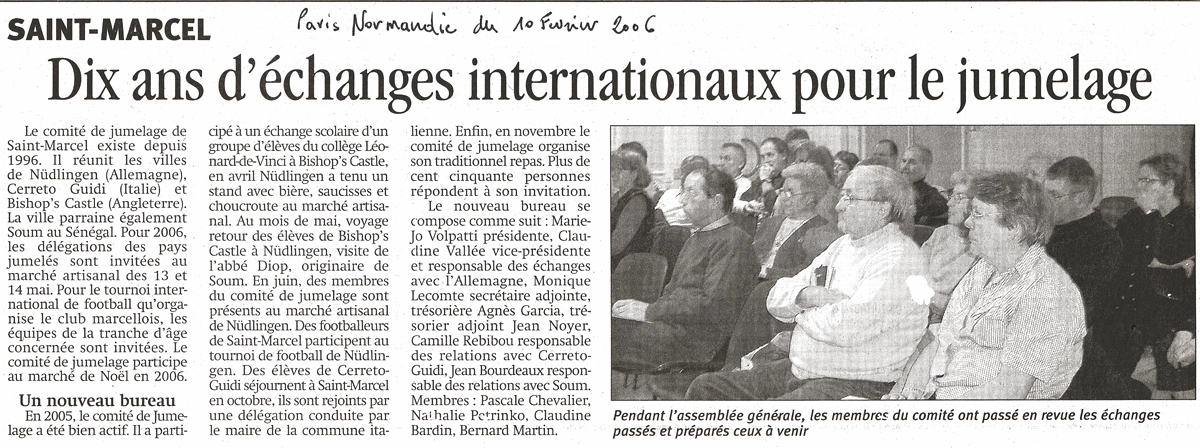 Dix ans d'échanges unternationaux pour le jumelage