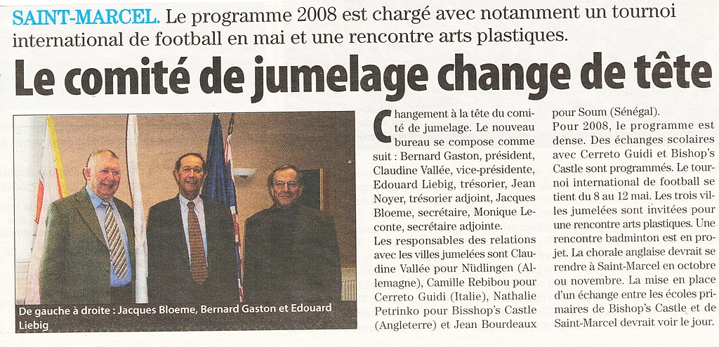 Le comité de jumelage change de tête