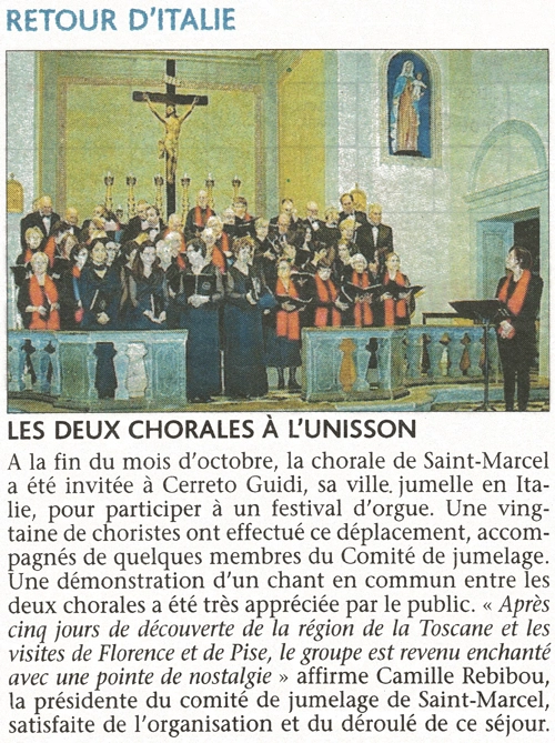 Retour d'Italie, les deux chorales à l'unisson